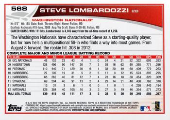2013 Topps #568 Steve Lombardozzi Back