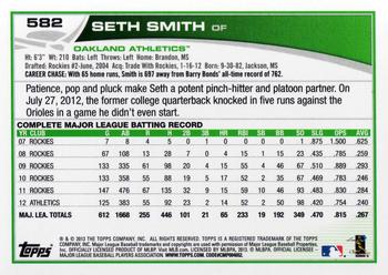 2013 Topps #582 Seth Smith Back