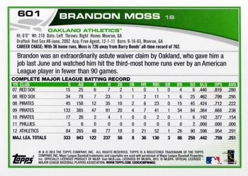 2013 Topps #601 Brandon Moss Back