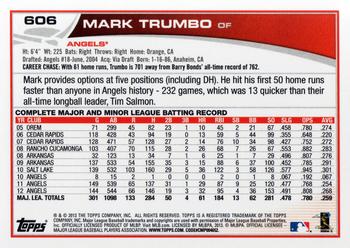 2013 Topps #606 Mark Trumbo Back