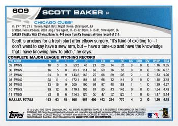 2013 Topps #609 Scott Baker Back