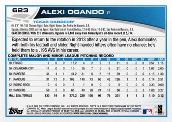 2013 Topps #623 Alexi Ogando Back