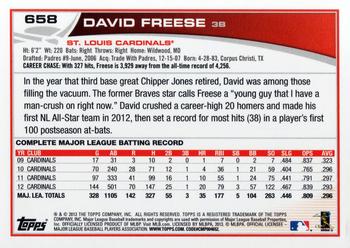 2013 Topps #658 David Freese Back