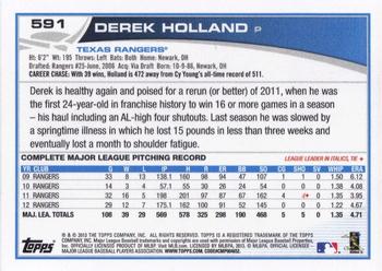 2013 Topps #591 Derek Holland Back