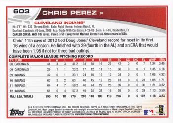 2013 Topps #603 Chris Perez Back