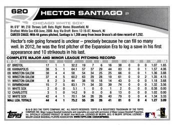 2013 Topps #620 Hector Santiago Back