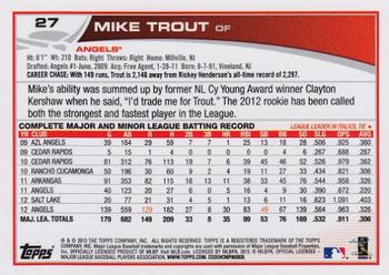 2013 Topps #27 Mike Trout Back