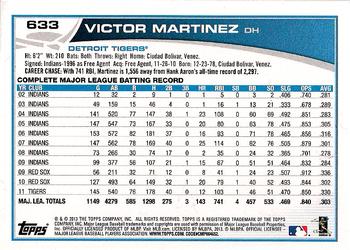2013 Topps #633 Victor Martinez Back
