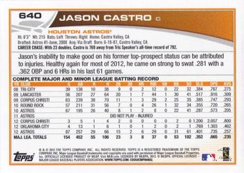 2013 Topps #640 Jason Castro Back