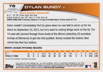 2013 Topps #78 Dylan Bundy Back