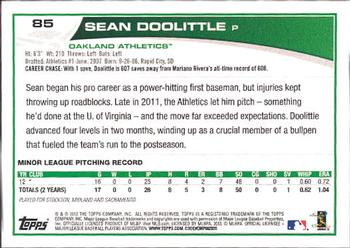 2013 Topps #85 Sean Doolittle Back