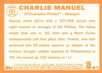 2013 Topps Heritage #157 Charlie Manuel Back