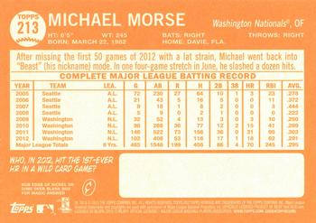 2013 Topps Heritage #213 Mike Morse Back