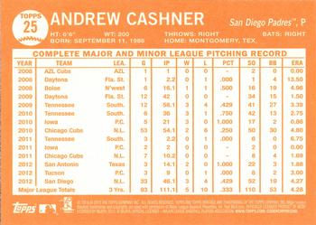 2013 Topps Heritage #25 Andrew Cashner Back