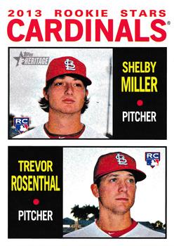 2013 Topps Heritage #262 Cardinals Rookie Stars (Shelby Miller / Trevor Rosenthal) Front