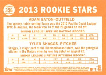 2013 Topps Heritage #356 Diamondbacks Rookie Stars (Adam Eaton / Tyler Skaggs) Back