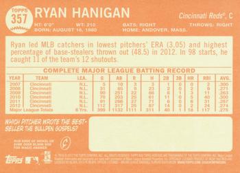 2013 Topps Heritage #357 Ryan Hanigan Back