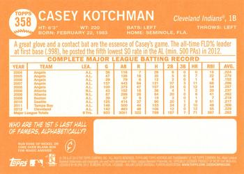 2013 Topps Heritage #358 Casey Kotchman Back