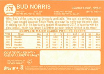 2013 Topps Heritage #370 Bud Norris Back