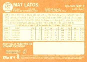 2013 Topps Heritage #457 Mat Latos Back