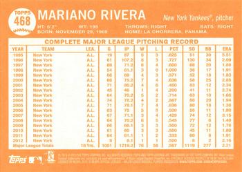 2013 Topps Heritage #468 Mariano Rivera Back