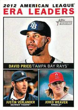 2013 Topps Heritage #2 American League ERA Leaders (David Price / Justin Verlander / Jered Weaver) Front