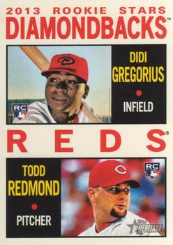 2013 Topps Heritage #33 Diamondbacks/Reds Rookie Stars (Didi Gregorius / Todd Redmond) Front
