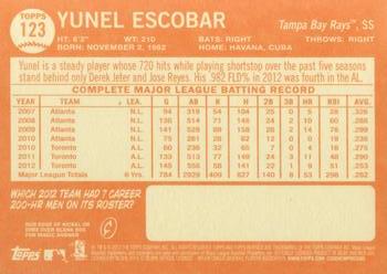 2013 Topps Heritage #123 Yunel Escobar Back