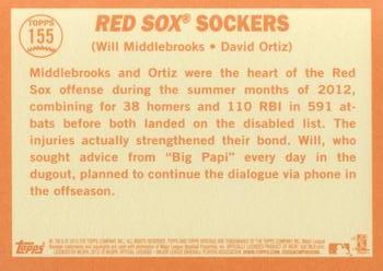 2013 Topps Heritage #155 Red Sox Sockers (Will Middlebrooks / David Ortiz) Back