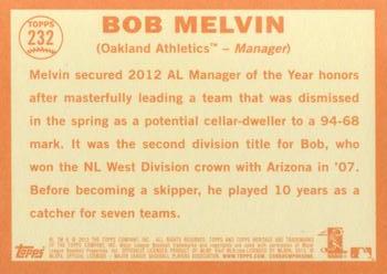 2013 Topps Heritage #232 Bob Melvin Back