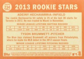 2013 Topps Heritage #234 Marlins/Blue Jays Rookie Stars (Adeiny Hechavarria / Tyson Brummett) Back