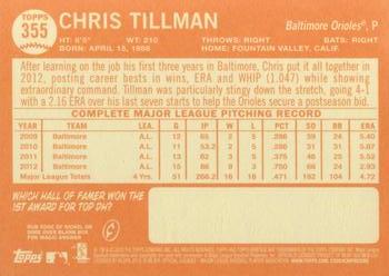 2013 Topps Heritage #355 Chris Tillman Back