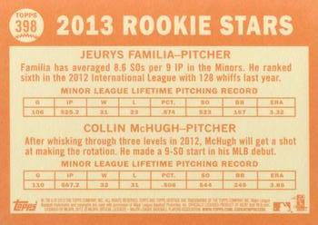 2013 Topps Heritage #398 Mets Rookie Stars (Jeurys Familia / Collin McHugh) Back