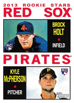 2013 Topps Heritage #74 Red Sox/Pirates Rookie Stars (Brock Holt / Kyle McPherson) Front