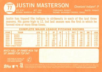 2013 Topps Heritage #77 Justin Masterson Back