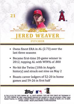 2013 Topps Tribute #21 Jered Weaver Back