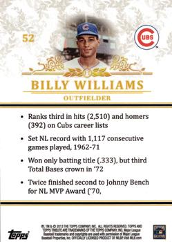 2013 Topps Tribute #52 Billy Williams Back