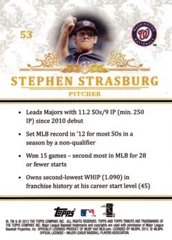 2013 Topps Tribute #53 Stephen Strasburg Back