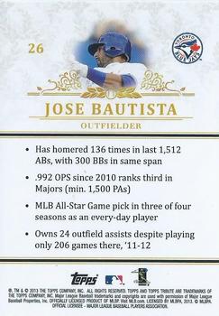 2013 Topps Tribute #26 Jose Bautista Back