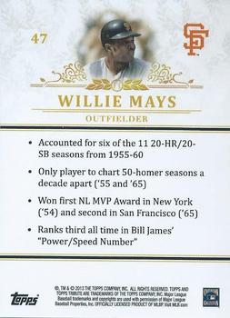 2013 Topps Tribute #47 Willie Mays Back