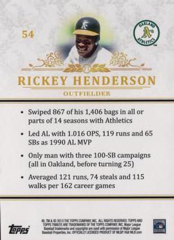 2013 Topps Tribute #54 Rickey Henderson Back