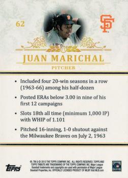 2013 Topps Tribute #62 Juan Marichal Back