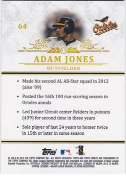 2013 Topps Tribute #64 Adam Jones Back