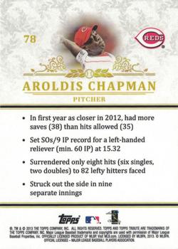 2013 Topps Tribute #78 Aroldis Chapman Back