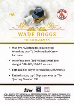 2013 Topps Tribute #96 Wade Boggs Back