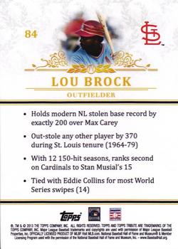 2013 Topps Tribute #84 Lou Brock Back