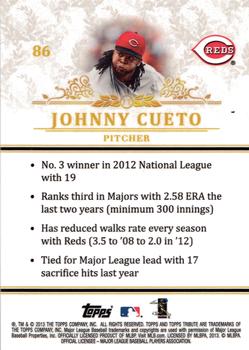 2013 Topps Tribute #86 Johnny Cueto Back
