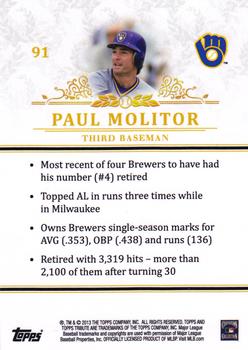 2013 Topps Tribute #91 Paul Molitor Back