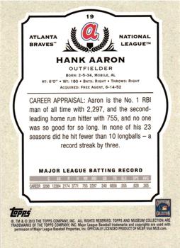 2013 Topps Museum Collection #19 Hank Aaron Back