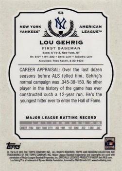 2013 Topps Museum Collection #53 Lou Gehrig Back